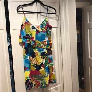 Jcrew Printed ruffle-front cami dress